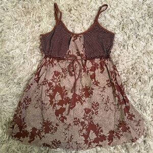 Brown floral & stripe adjustable strap,  tank top Size Small